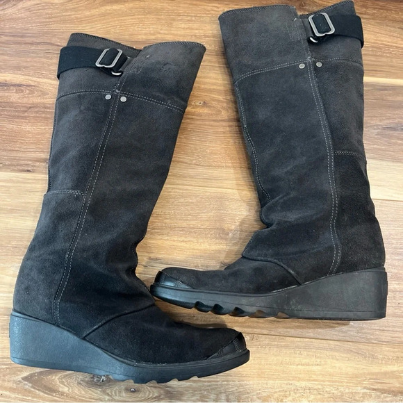 Sorel Toronto Wedge Black Oiled Suede Tall Boot Waterproof Casual Women Sz 8.5 - Picture 6 of 10